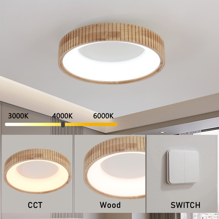 Brilagi - LED stropna svetilka FALCON WOOD MODERN LED/30W/230V 3000/4000/6000K premer 45 cm les