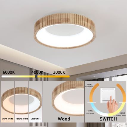 Brilagi - LED stropna svetilka FALCON WOOD MODERN LED/30W/230V 3000/4000/6000K premer 45 cm les