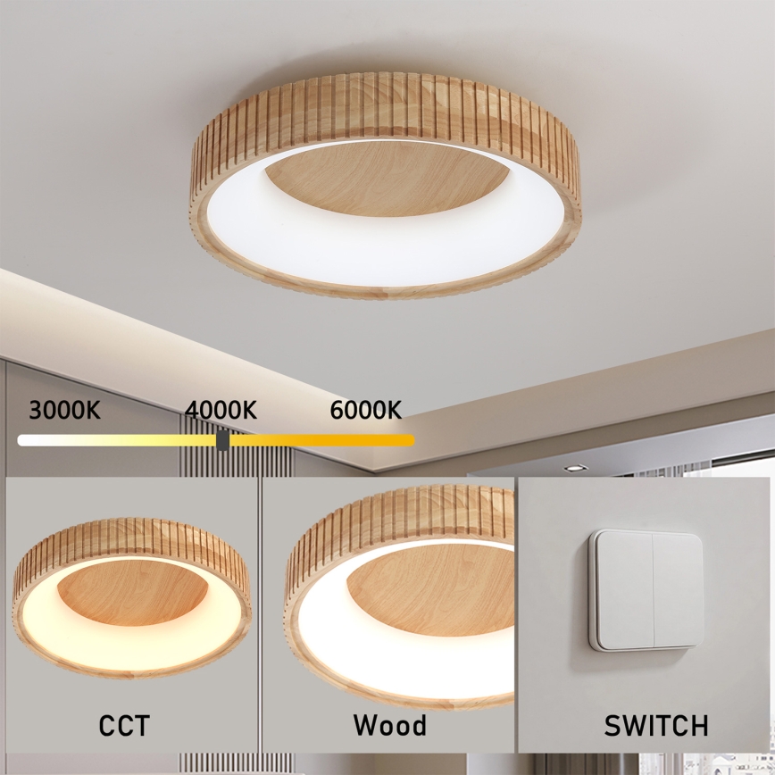 Brilagi - LED stropna svetilka FALCON WOOD MODERN LED/30W/230V 3000/4000/6000K premer 45 cm les