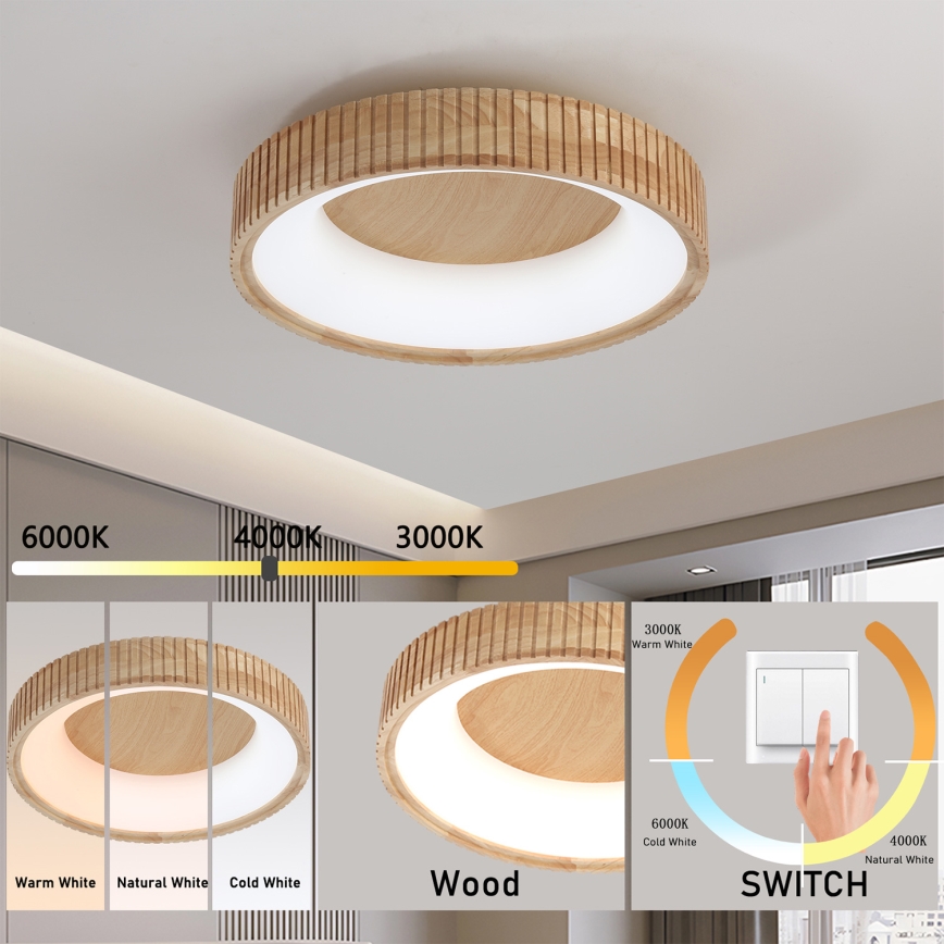 Brilagi - LED stropna svetilka FALCON WOOD MODERN LED/30W/230V 3000/4000/6000K premer 45 cm les