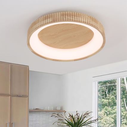 Brilagi - LED stropna svetilka FALCON WOOD MODERN, LED 40 W, 230 V, 3000/4000/6000 K, premer 60 cm, les