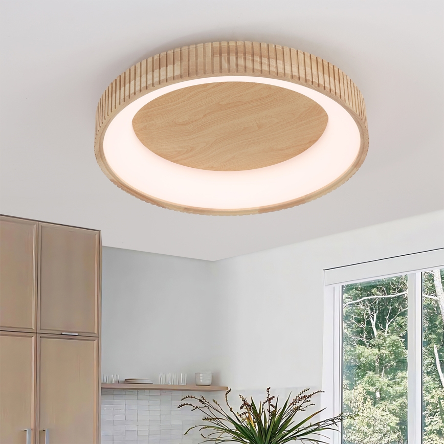 Brilagi - LED stropna svetilka FALCON WOOD MODERN, LED 40 W, 230 V, 3000/4000/6000 K, premer 60 cm, les