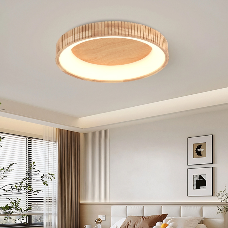 Brilagi - LED stropna svetilka FALCON WOOD MODERN, LED 40 W, 230 V, 3000/4000/6000 K, premer 60 cm, les