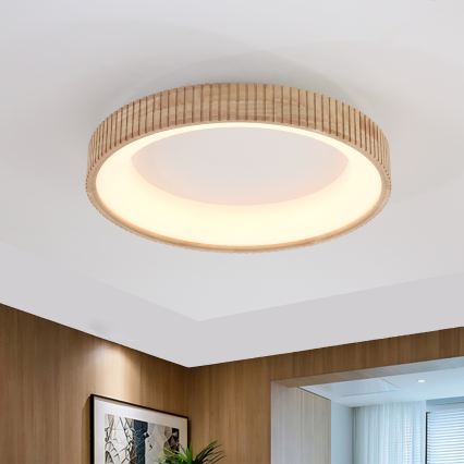 Brilagi - LED stropna svetilka FALCON WOOD MODERN, LED 40 W, 230 V, 3000/4000/6000 K, premer 60 cm, lesena