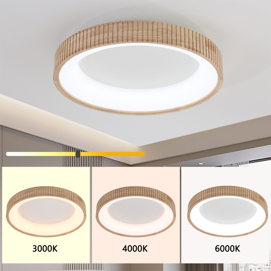 Brilagi - LED stropna svetilka FALCON WOOD MODERN, LED 40 W, 230 V, 3000/4000/6000 K, premer 60 cm, lesena