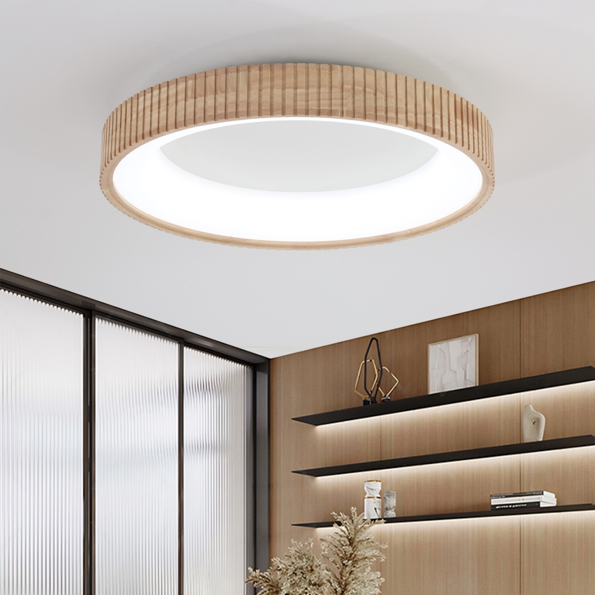 Brilagi - LED stropna svetilka FALCON WOOD MODERN, LED 40 W, 230 V, 3000/4000/6000 K, premer 60 cm, lesena