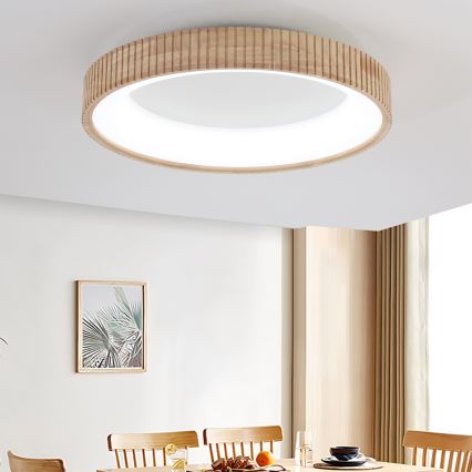 Brilagi - LED stropna svetilka FALCON WOOD MODERN, LED 40 W, 230 V, 3000/4000/6000 K, premer 60 cm, lesena