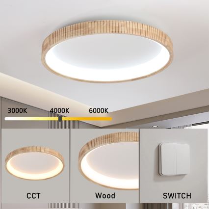 Brilagi - LED stropno svetilo FALCON WOOD MODERN LED/60W/230V 3000/4000/6000K Ø 80 cm les