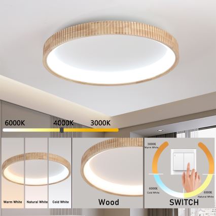 Brilagi - LED stropno svetilo FALCON WOOD MODERN LED/60W/230V 3000/4000/6000K Ø 80 cm les