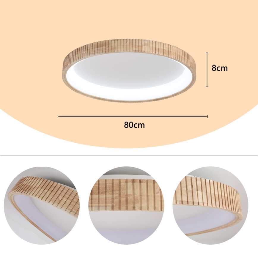 Brilagi - LED stropno svetilo FALCON WOOD MODERN LED/60W/230V 3000/4000/6000K Ø 80 cm les