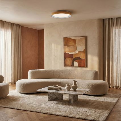 Brilagi - LED stropna svetilka FLOCO LED/24W/230V premer 30 cm dekor lesa/bela