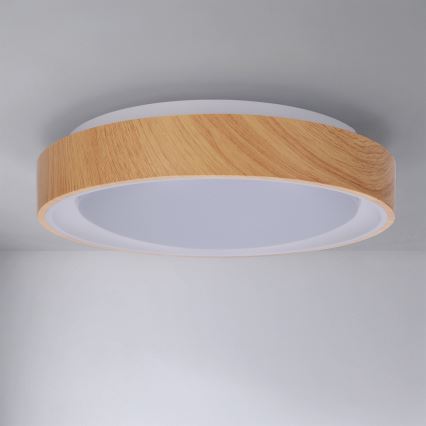 Brilagi - LED stropna svetilka FLOCO LED/24W/230V premer 30 cm dekor lesa/bela
