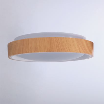 Brilagi - LED stropna svetilka FLOCO LED/24W/230V premer 30 cm dekor lesa/bela