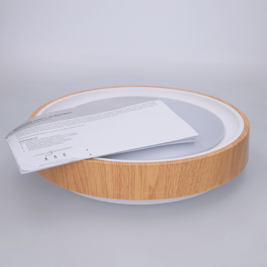 Brilagi - LED stropna svetilka FLOCO LED/24W/230V premer 30 cm dekor lesa/bela