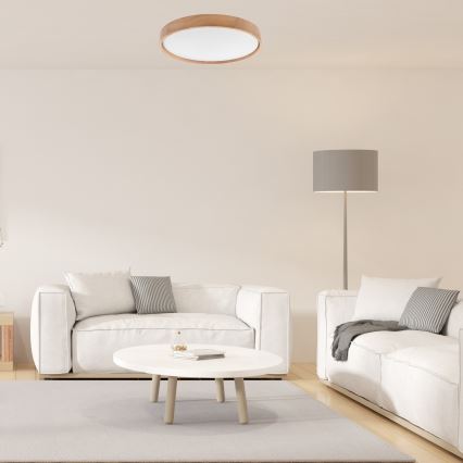 Brilagi - LED zatemnljivo stropno svetilo MANAROLA SMART LED/36W/230V 2700-6500K hrast premera 51 cm Wi-Fi + daljinski upravljalnik Tuya