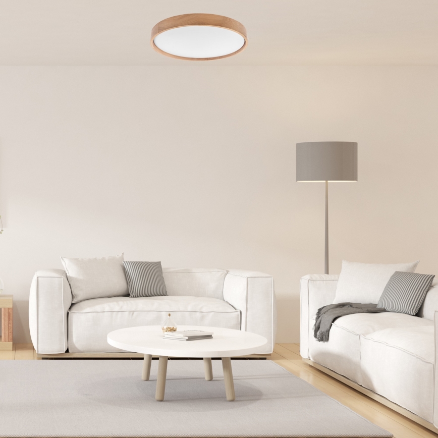 Brilagi - LED zatemnljivo stropno svetilo MANAROLA SMART LED/36W/230V 2700-6500K hrast premera 51 cm Wi-Fi + daljinski upravljalnik Tuya