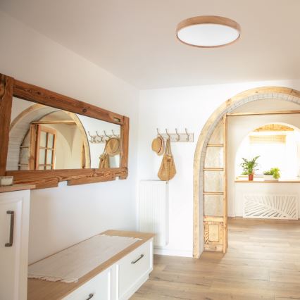 Brilagi - LED zatemnljivo stropno svetilo MANAROLA SMART LED/36W/230V 2700-6500K hrast premera 51 cm Wi-Fi + daljinski upravljalnik Tuya