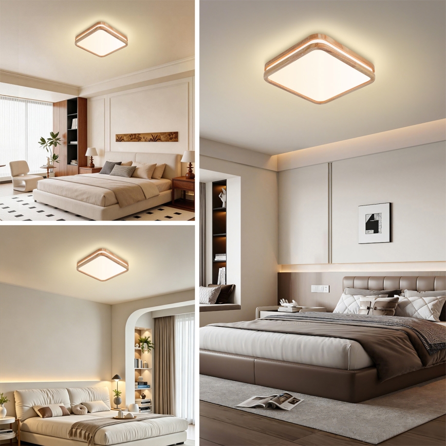 Brilagi - LED stropna svetilka MOLINA SQUARE LED/32W/230V 3000/4000/6000K, hrast, 30x30 cm
