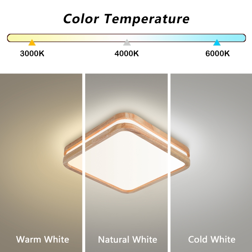 Brilagi - LED stropna svetilka MOLINA SQUARE LED/32W/230V 3000/4000/6000K, hrast, 30x30 cm