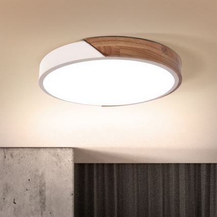 Brilagi - LED stropna svetilka PILANA LED/24W/230V hrast/bela pr. 30 cm