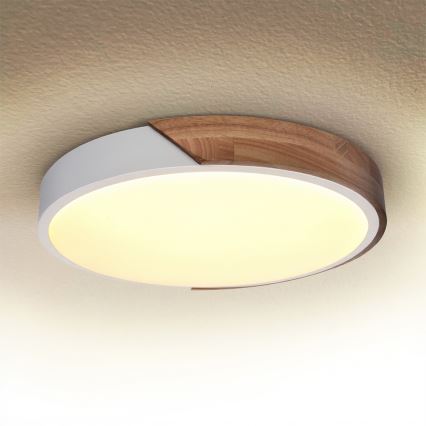 Brilagi - LED stropna svetilka PILANA LED/24W/230V hrast/bela pr. 30 cm