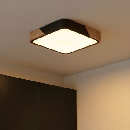 Brilagi - LED stropna svetilka PILANA LED/24W/230V hrast/črna 32x32 cm