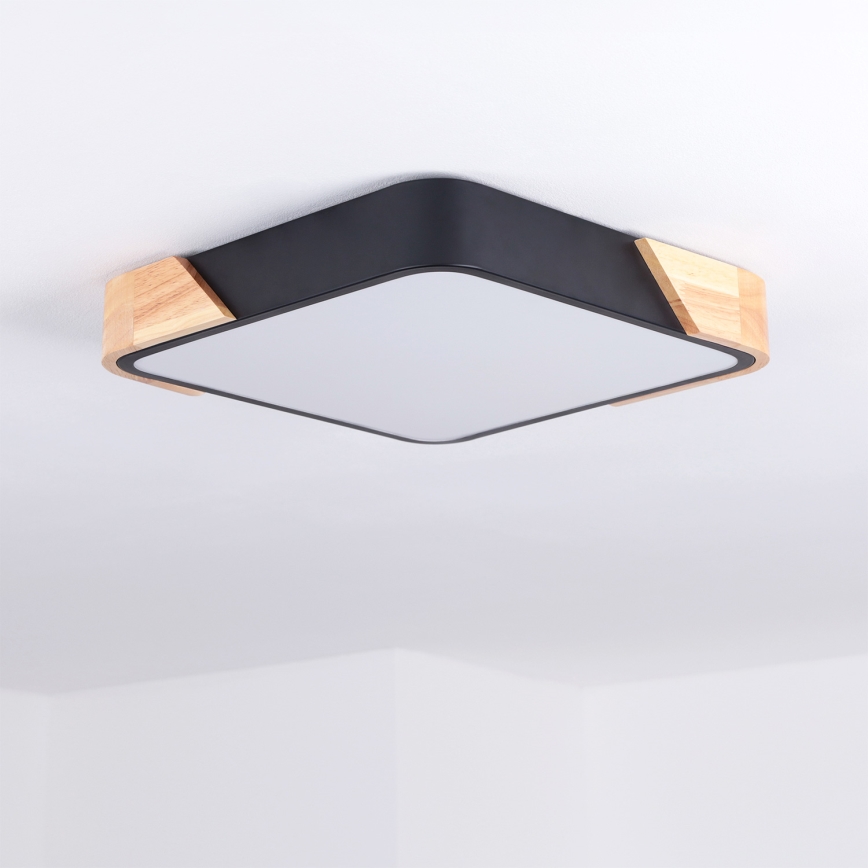 Brilagi - LED stropna svetilka PILANA LED/24W/230V hrast/črna 32x32 cm