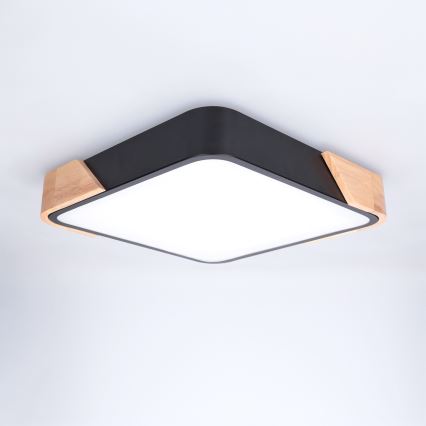 Brilagi - LED stropna svetilka PILANA LED/24W/230V hrast/črna 32x32 cm