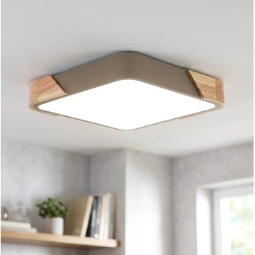 BRILAGI - LED stropna svetilka PILANA SQUARE LED/24W/230V hrast/bež 32x32 cm