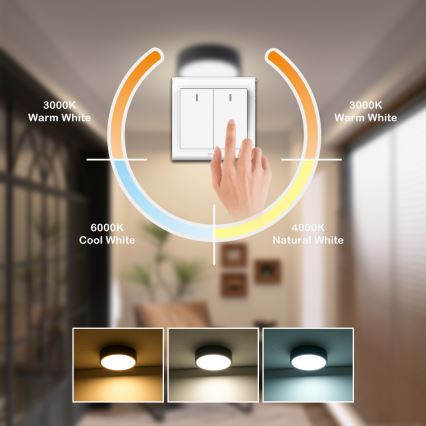 Brilagi - LED stropna svetilka POOL LED/18W/230V 3000/4500/6000K premer 20 cm črna