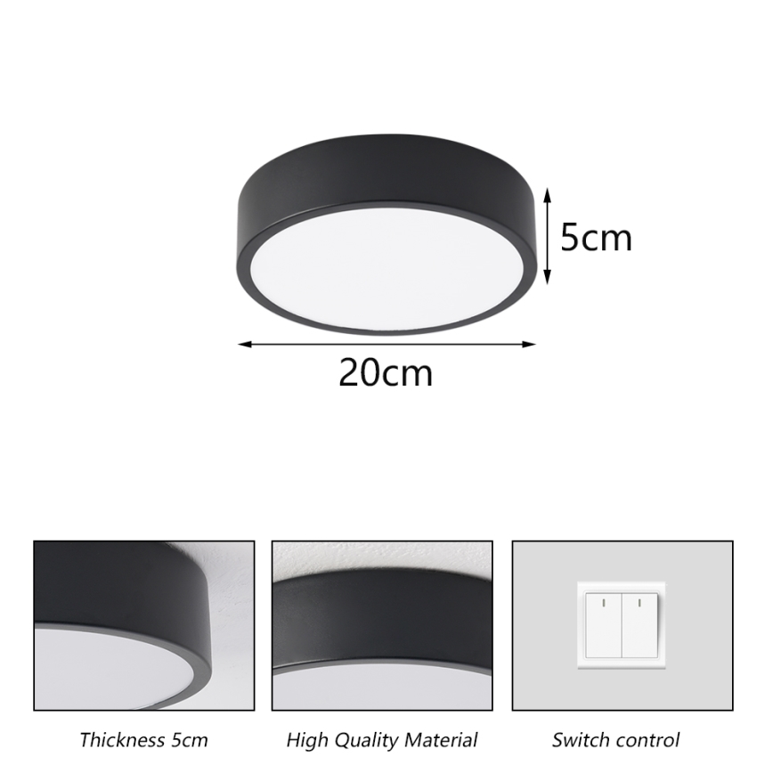 Brilagi - LED stropna svetilka POOL LED/18W/230V 3000/4500/6000K premer 20 cm črna