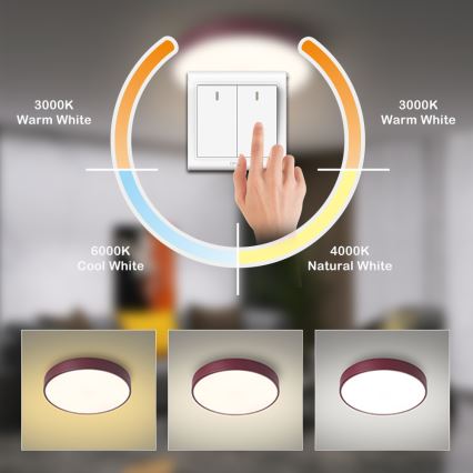 Brilagi - LED stropna svetilka POOL LED/36W/230V 3000/4000/6000K premer 30 cm bordo