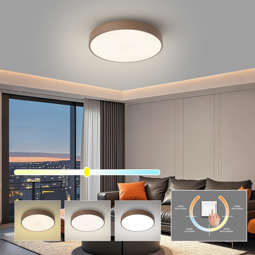 Brilagi - LED stropna svetilka POOL LED/36W/230V 3000/4000/6000K, premer 30 cm, rjava