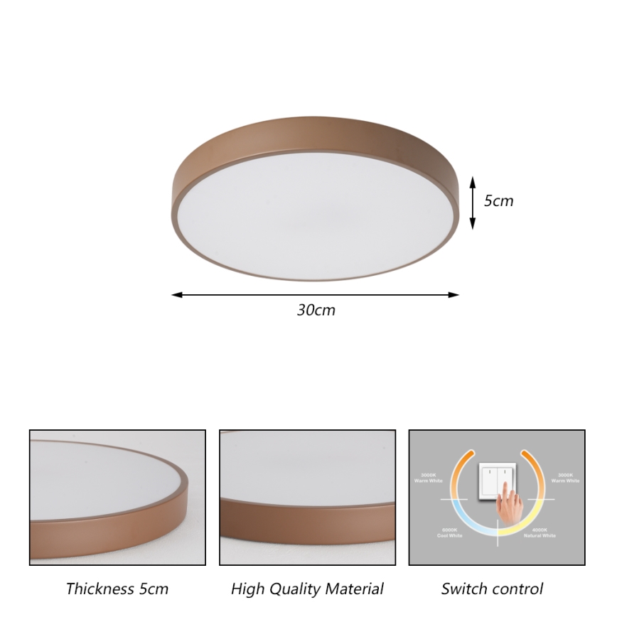 Brilagi - LED stropna svetilka POOL LED/36W/230V 3000/4000/6000K, premer 30 cm, rjava