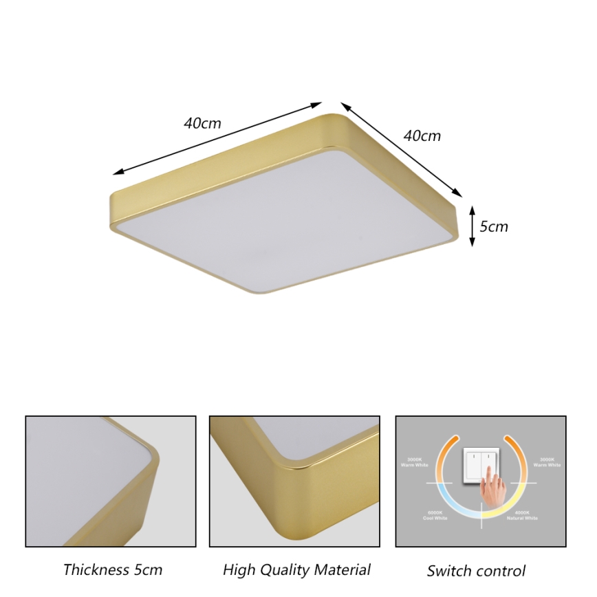 Brilagi - LED stropna svetilka POOL LED/36W/230V 3000/4000/6000K 40x40 cm zlata