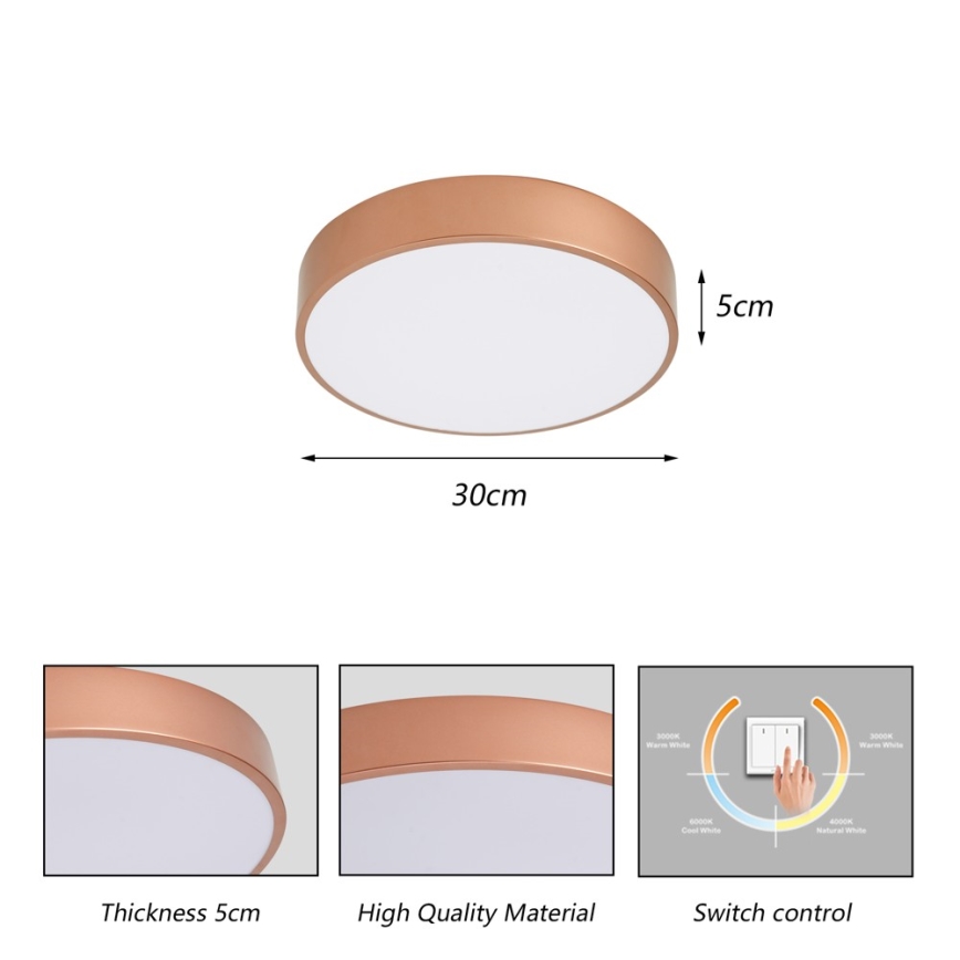 Brilagi - LED stropna svetilka POOL LED/36W/230V 3000/4000/6000K, premer 30 cm, bronasta