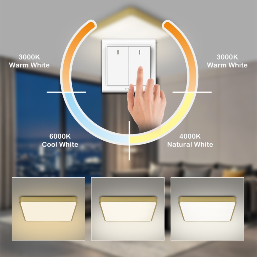 Brilagi - LED stropna svetilka POOL LED/36W/230V 3000/4500/6000K 40x40 cm zlata