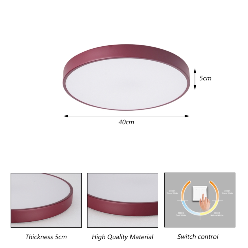 Brilagi - Stropna LED svetilka POOL LED/48W/230V 3000/4000/6000K premer 40 cm bordo
