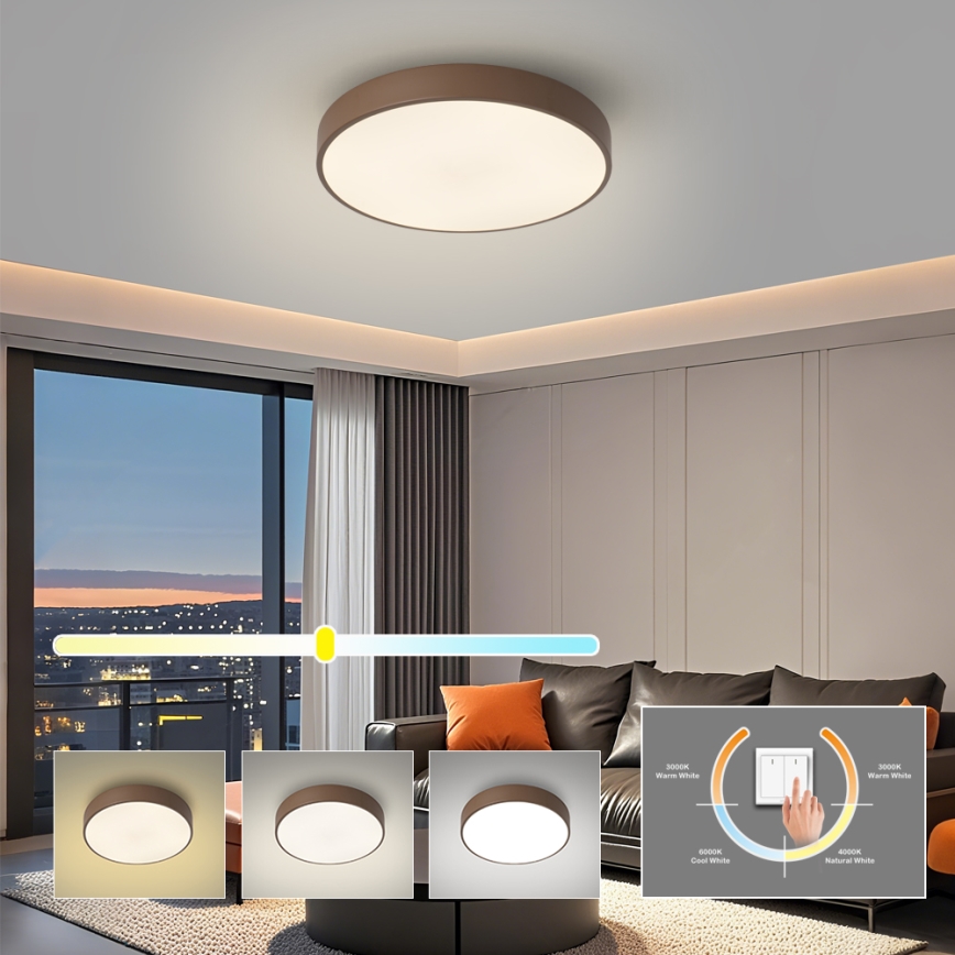 Brilagi - LED stropna svetilka POOL LED/48W/230V 3000/4000/6000K Ø 40 cm rjava