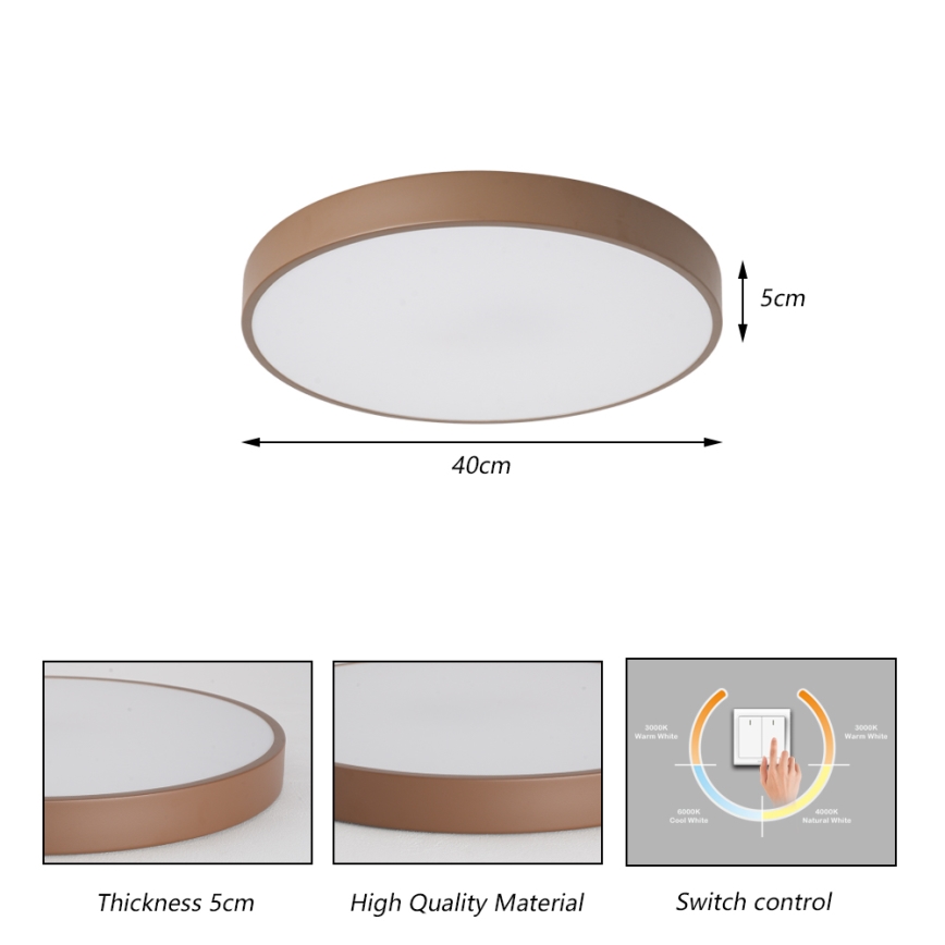Brilagi - LED stropna svetilka POOL LED/48W/230V 3000/4000/6000K Ø 40 cm rjava