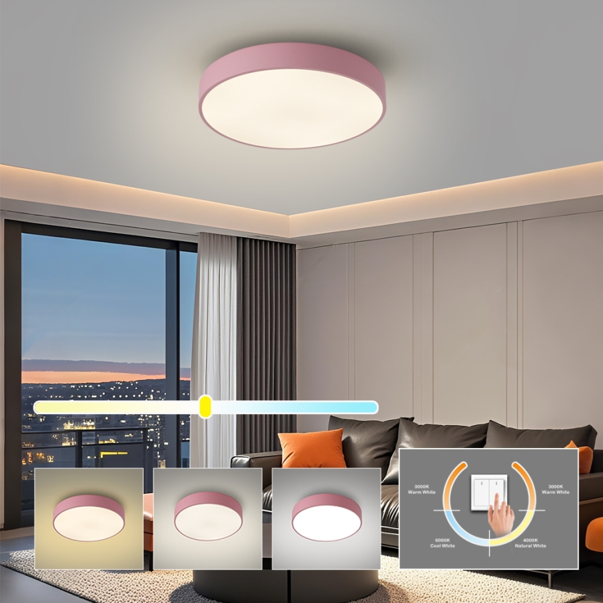 Brilagi - LED stropna svetilka POOL LED/48W/230V 3000/4000/6000K, premer 40 cm, rožnata