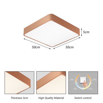 Brilagi - LED stropna svetilka POOL LED/48W/230V 3000/4000/6000K 50x50 cm bronasta
