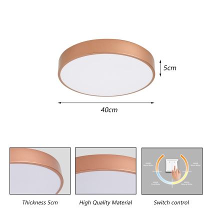 Brilagi - LED Stropna svetilka POOL LED/48W/230V 3000/4000/6000K premer 40 cm bronasta