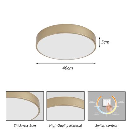 Brilagi - LED stropna svetilka POOL LED/48W/230V 3000/4000/6000K, premer 40 cm, zlata