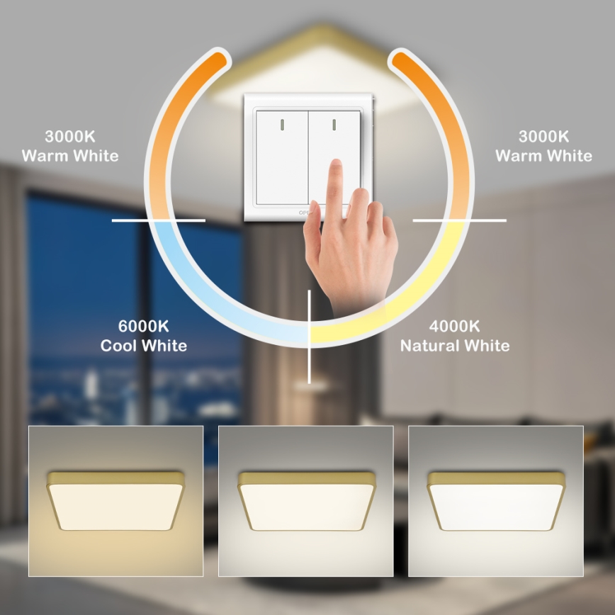 Brilagi - LED stropna svetilka POOL LED/48W/230V 3000/4500/6000K 50x50 cm zlata