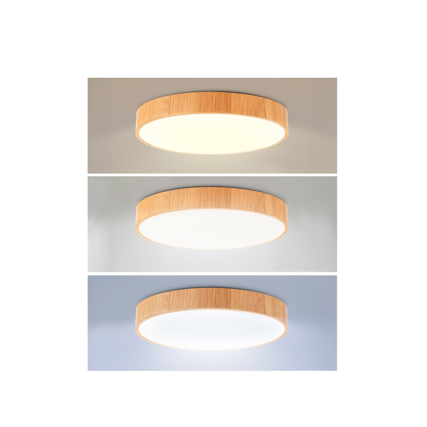 Brilagi - LED stropna svetilka z zatemnitvijo POOL LED/50W/230V 3000-6000K, premer 40 cm, lesni dekor + daljinski upravljalnik