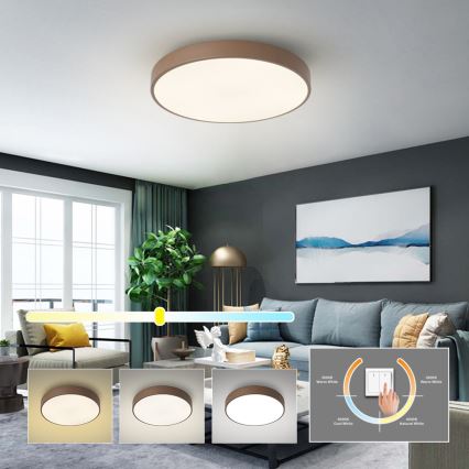 Brilagi - LED stropna svetilka POOL, 60 W, 230 V, 3000/4000/6000 K, Ø 50 cm, rjava