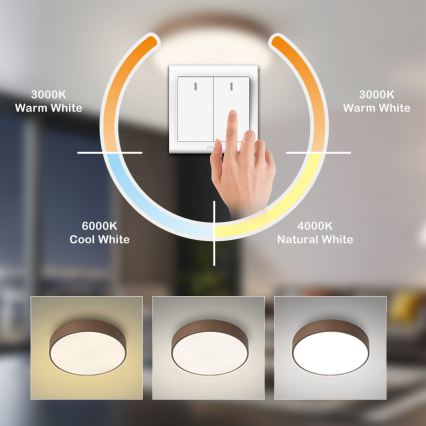 Brilagi - LED stropna svetilka POOL, 60 W, 230 V, 3000/4000/6000 K, Ø 50 cm, rjava