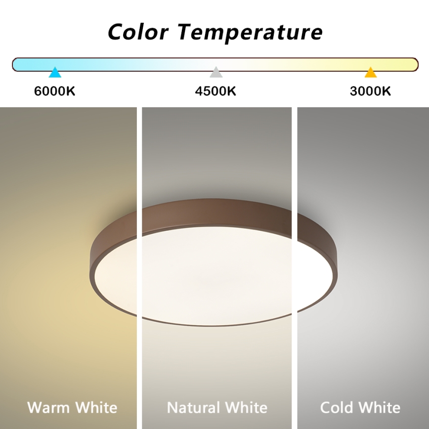 Brilagi - LED stropna svetilka POOL, 60 W, 230 V, 3000/4000/6000 K, Ø 50 cm, rjava