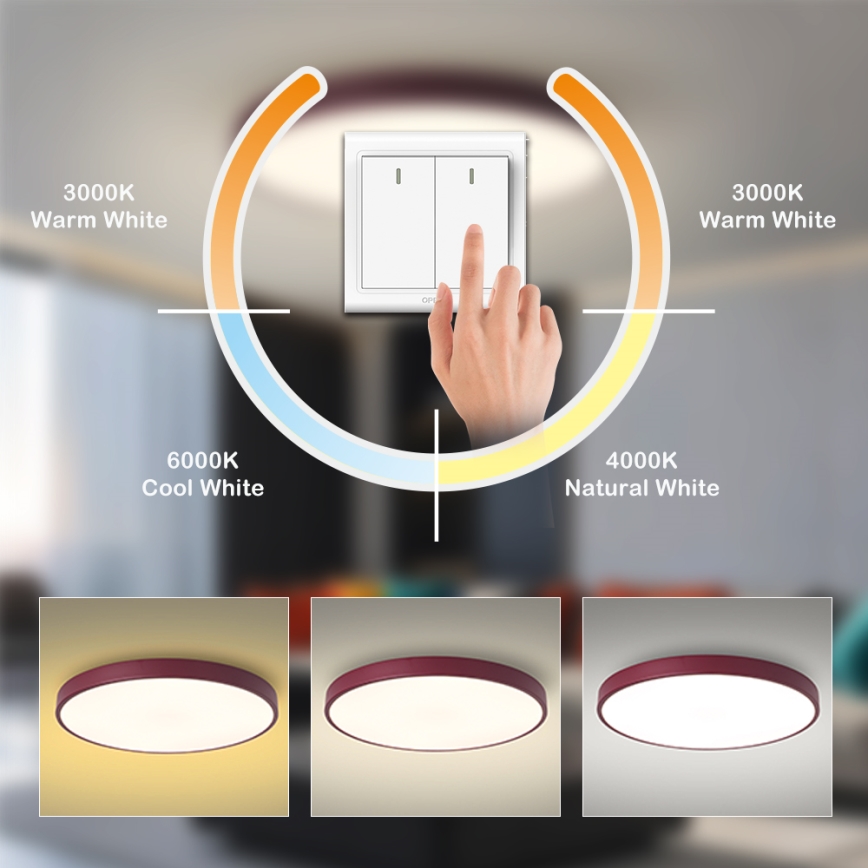 Brilagi - LED stropno svetilo POOL LED/60W/230V 3000/4000/6000K premer 60 cm bordo